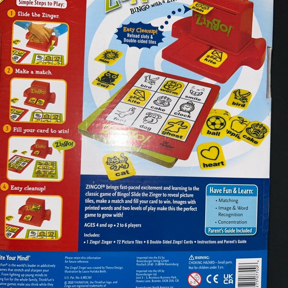 Think! Zingo! Bingo Game - Red and Yellow Fun - Picture 2 of 3
